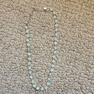 Elegant Beaded Necklace - Blue, White, Silver Pura Vida